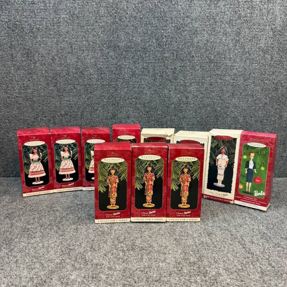 Hallmark Barbie Keepsake Ornament Lot 11 Dolls of the World Collector Series